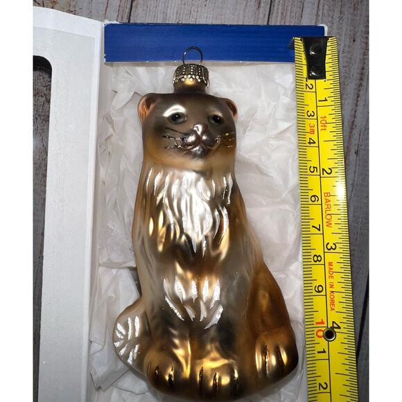 KREBS LAUSCHA CAT BLOWN GLASS CHRISTMAS TREE ORNAMENT GERMANY NEW IN BOX - Picture 8 of 9